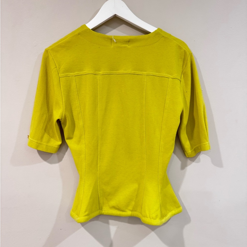 Vintage CARIZA Chartreuse Button-Up Top (Made in USA) - Picture 4 of 4